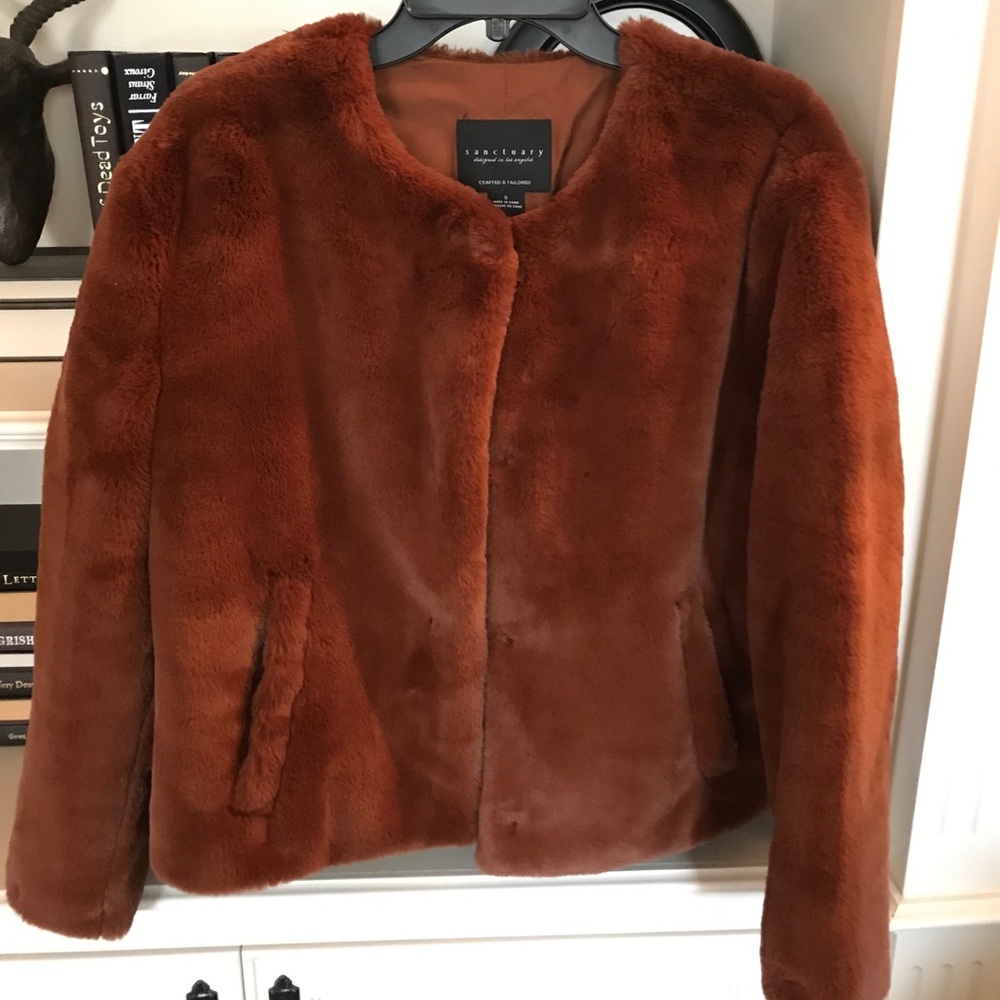 NWT Sanctuary Starry Night Faux Fur Jacket
